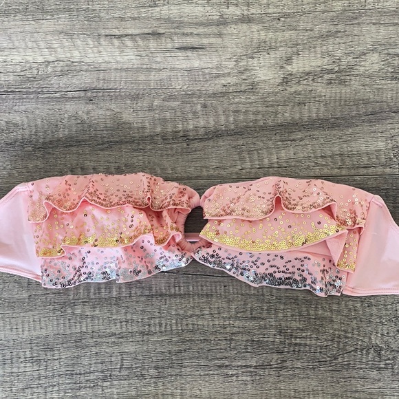 Victoria’s Secret pink sequin strapless bathing suit top - Picture 1 of 4
